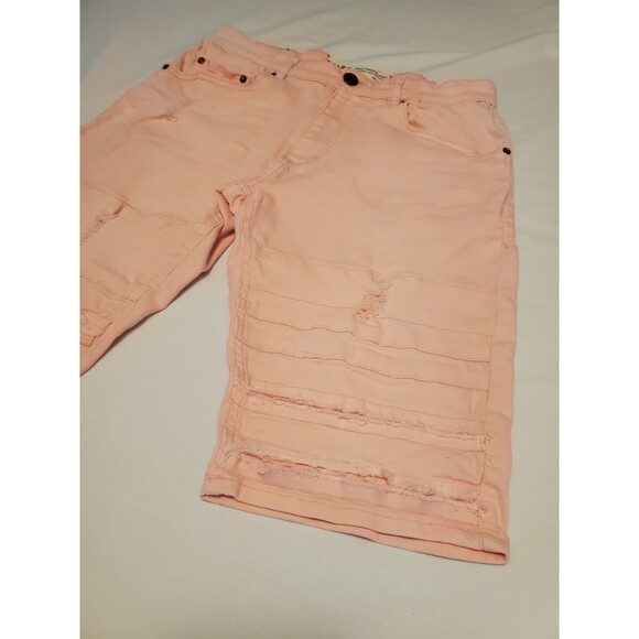 Spark Mens Premium Denim Pink Distressed Shorts Size 32 - Picture 4 of 10